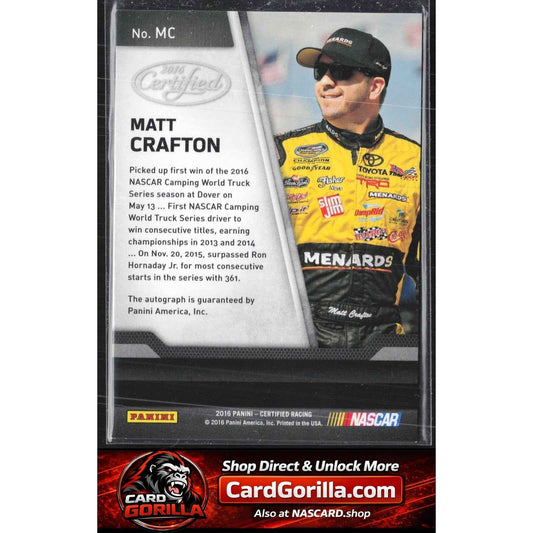 2016 Panini Certified #MC Matt Crafton Certified Signatures #/84