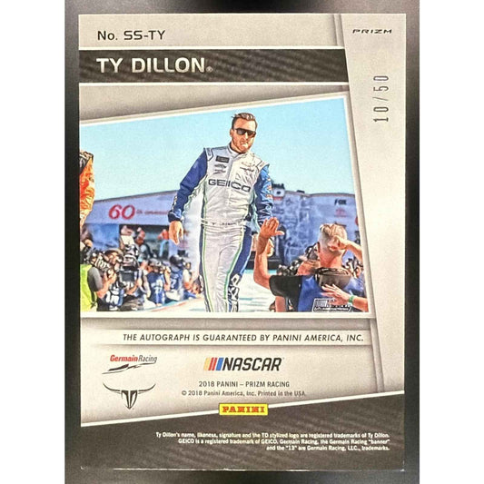 2018 Panini Prizm Ty Dillon #SS-TY Scripted Signatures Red 10/50 Auto