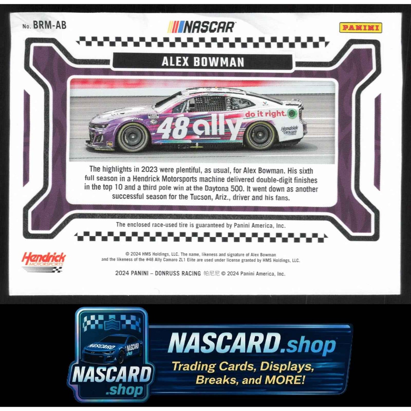 2024 Donruss #BRM-AB Alex Bowman Burning Rubber Materials Blue