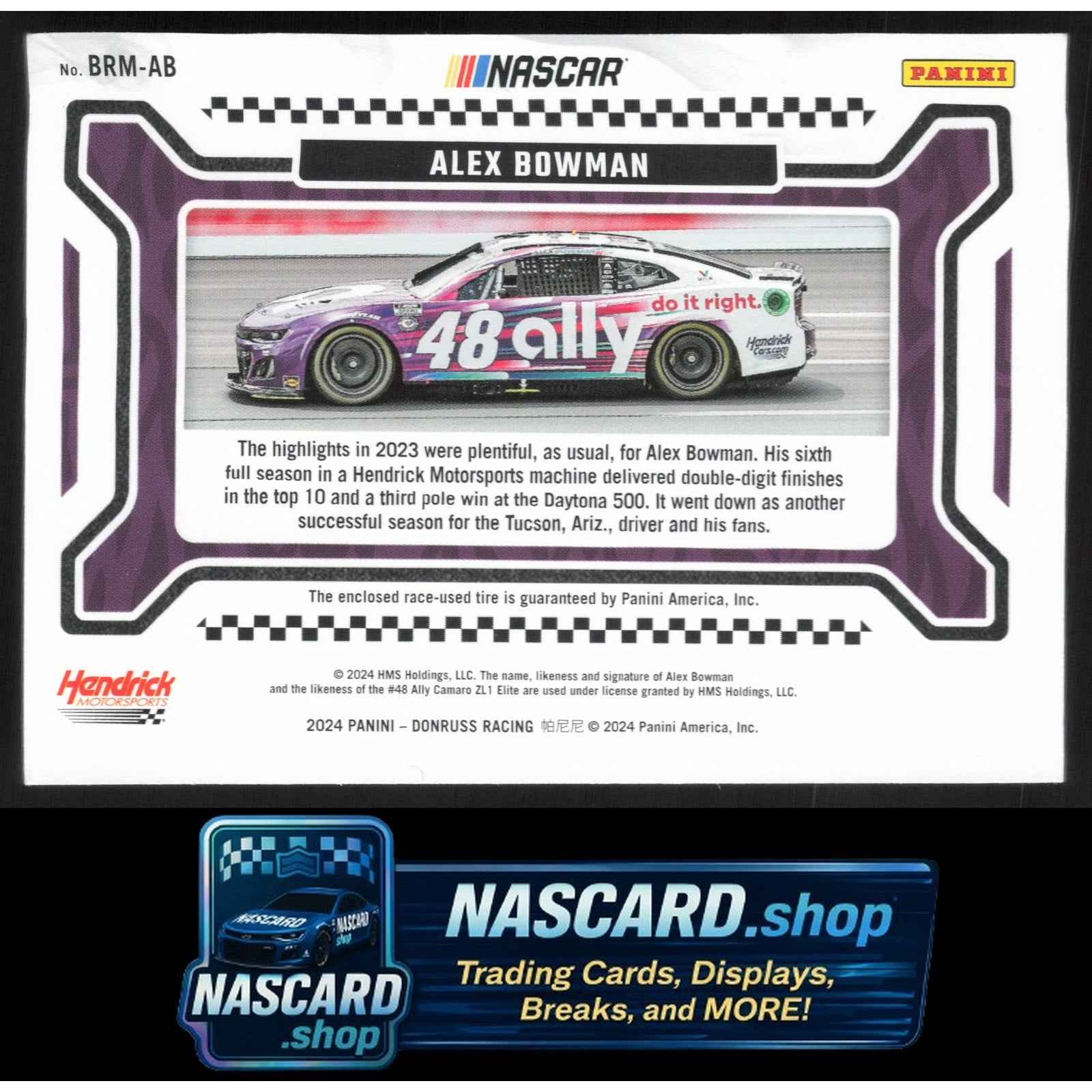 2024 Donruss #BRM-AB Alex Bowman Burning Rubber Materials Blue