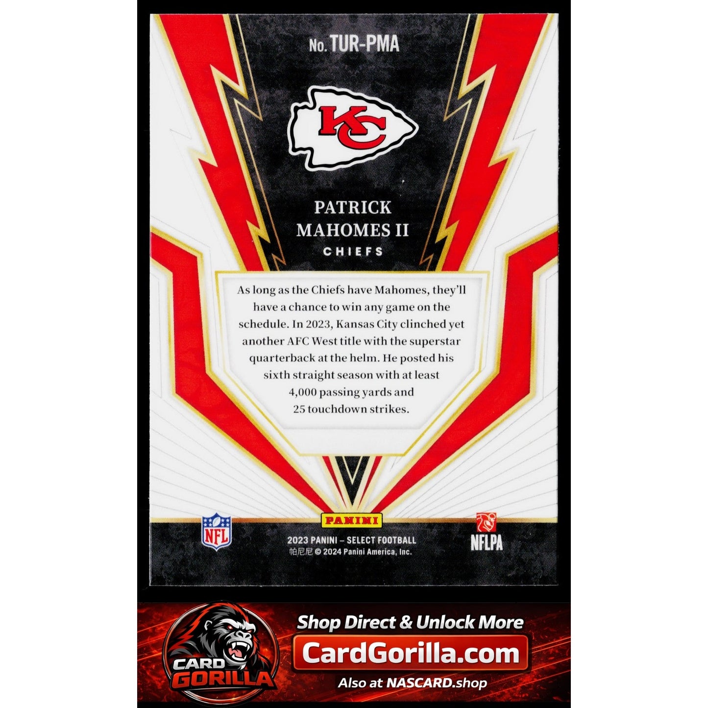 2023 Panini Select #TUR-PMA Patrick Mahomes II Turbocharged