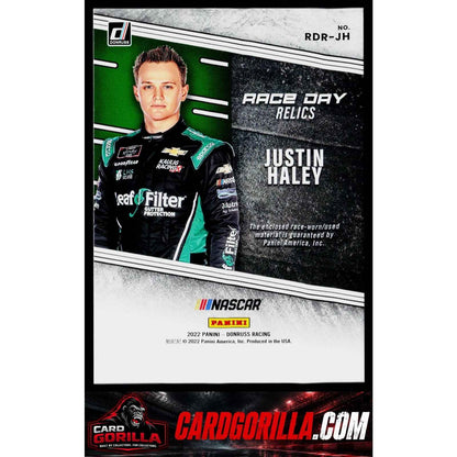 2022 Donruss #RDR-JH Justin Haley Race Day Relics Red #/25