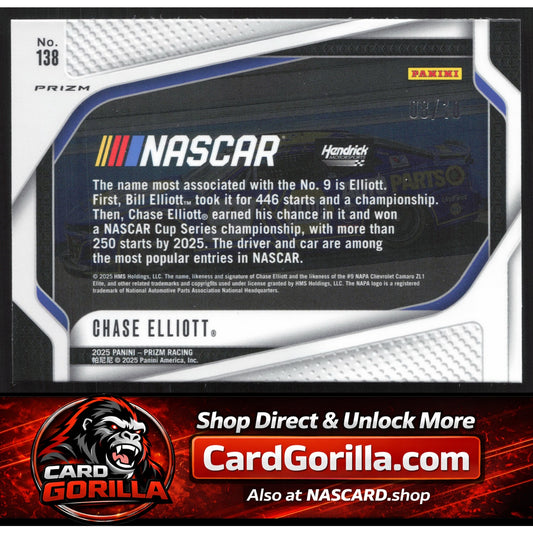 2025 Panini Prizm #138 Chase Elliott Blue Shimmer #/10