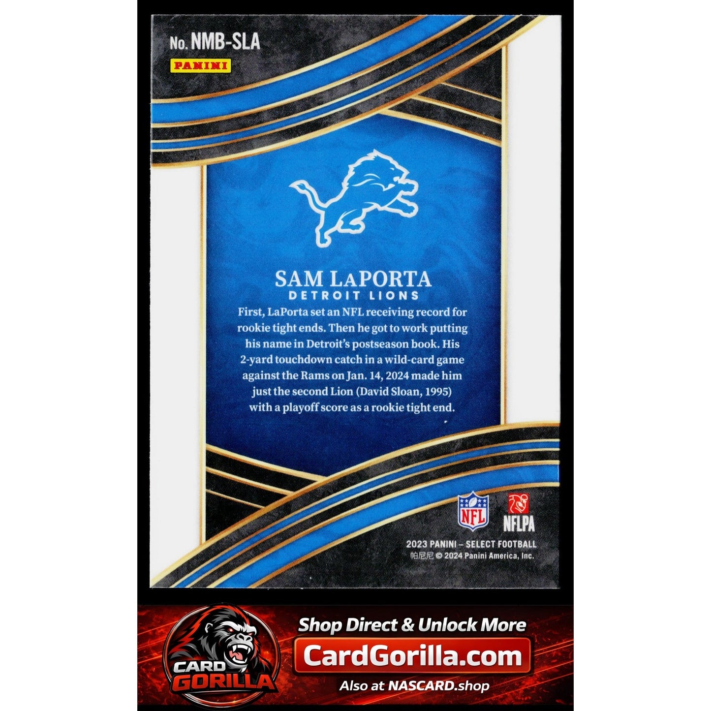 2023 Panini Select #NMB-SLA Sam LaPorta Numbers
