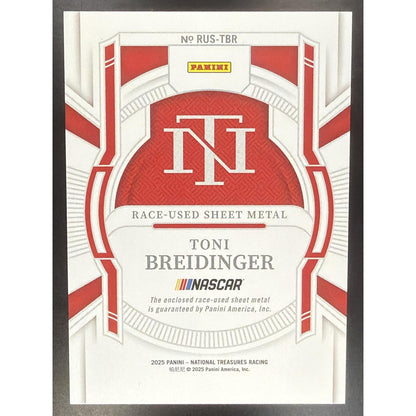 2025 Panini National Treasures Toni Breidinger Race-Used Sheet Metal Blue /75