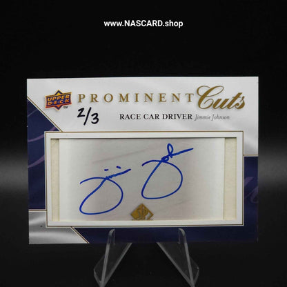 2009 Upper Deck Prominent Cuts Signatures Cut Signature #JMJ Jimmie Johnson 2/3 - NASCARD.shop