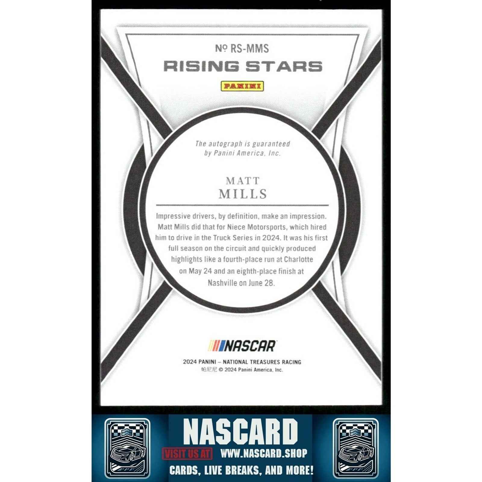 2024 National Treasures Rising Stars Holo Silver Matt Mills /49
