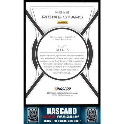 2024 National Treasures Rising Stars Holo Silver Matt Mills /49