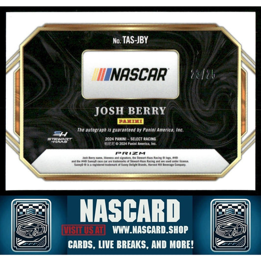 2024 Panini Select - Trackside Action Signatures Josh Berry Tie-Dye Prizm /25 - NASCARD.shop