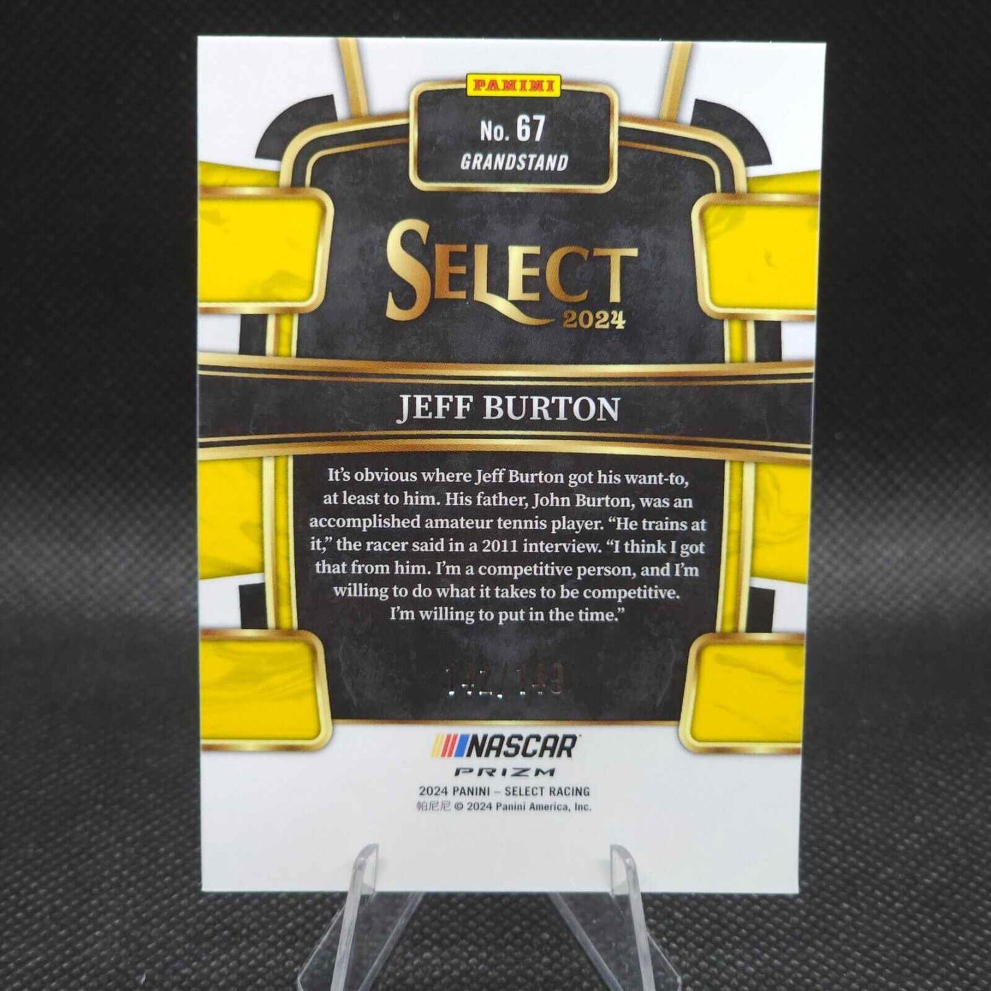 2024 Panini Select Racing Grandstand Red Prizm #67 Jeff Burton 142/149 - NASCARD.shop