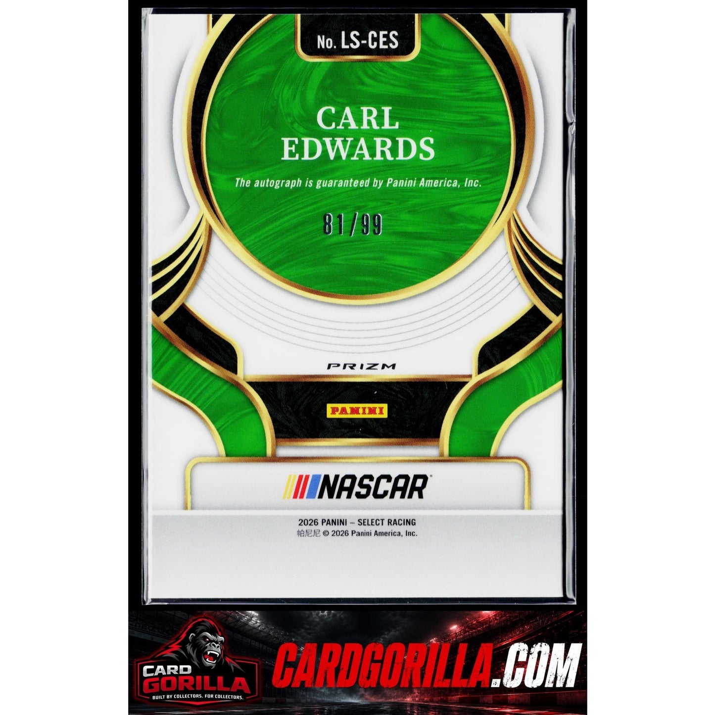 2026 Panini Select #LS-CES Carl Edwards Legendary Signatures Blue Prizms #/99