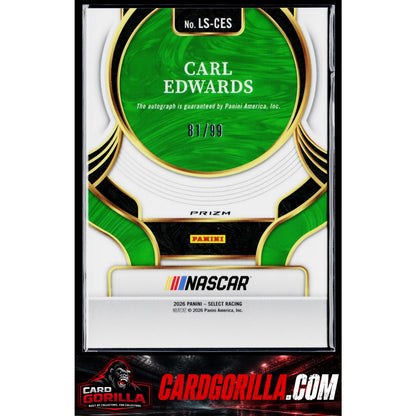 2026 Panini Select #LS-CES Carl Edwards Legendary Signatures Blue Prizms #/99