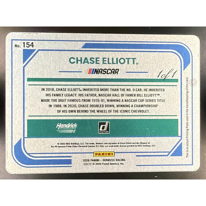 2026 Panini Donruss NASCAR Racing Chase Elliott #154 Rides Printing Plates 1/1