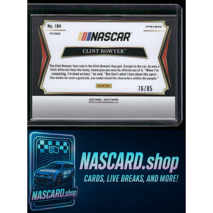 2025 Panini Select Pit Road #184 Clint Bowyer Purple Prizms #/85 - NASCARD.shop