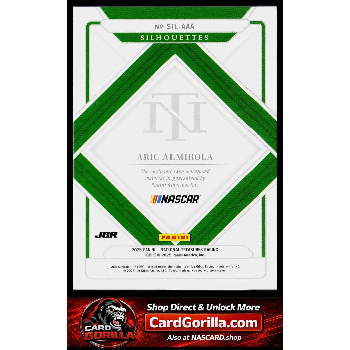 2025 Panini National Treasures #SIL-AAA Aric Almirola Silhouettes Holo Gold #/10