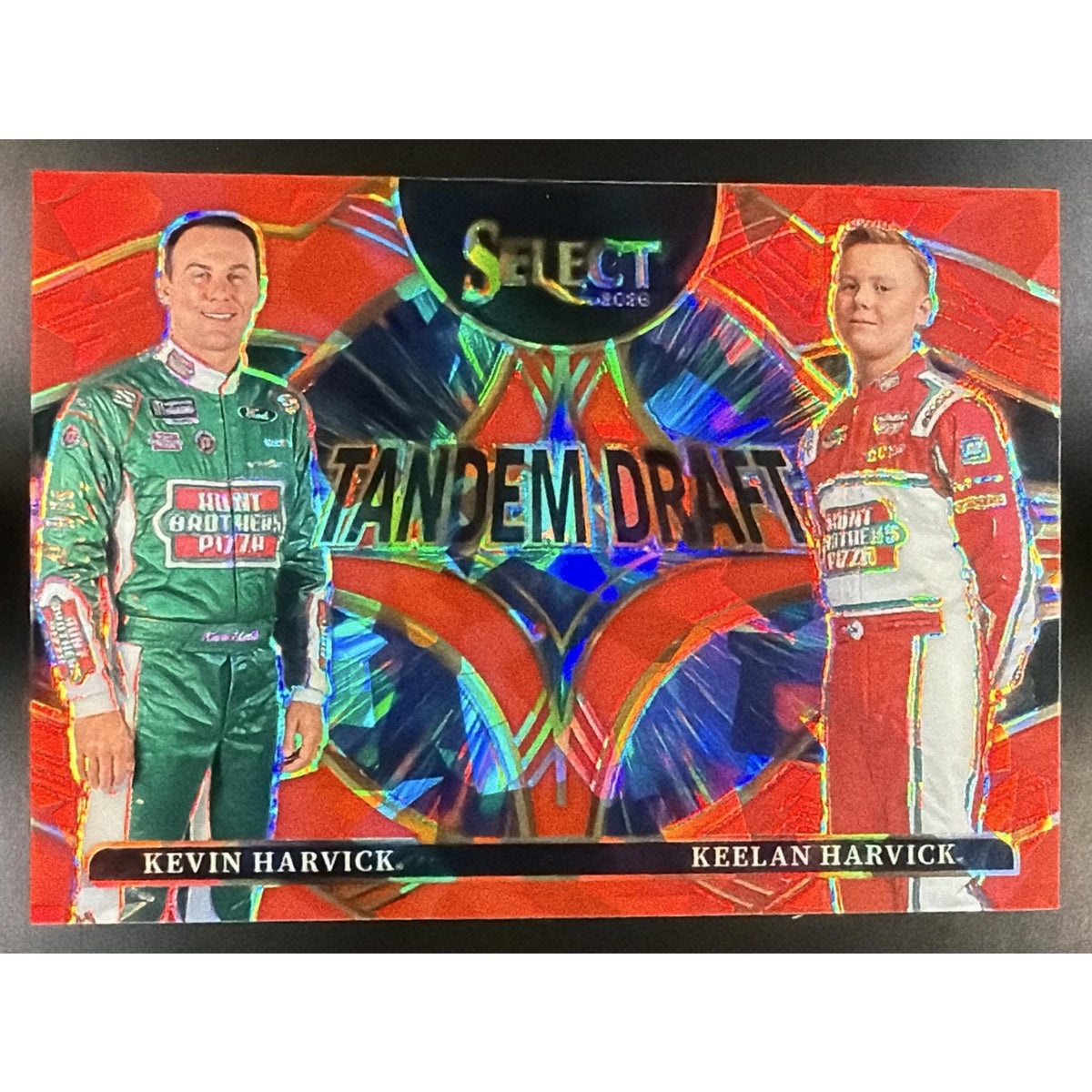 2026 Panini Select NASCAR Kevin Harvick Keelan Tandem Draft Red Ice Prizms /49