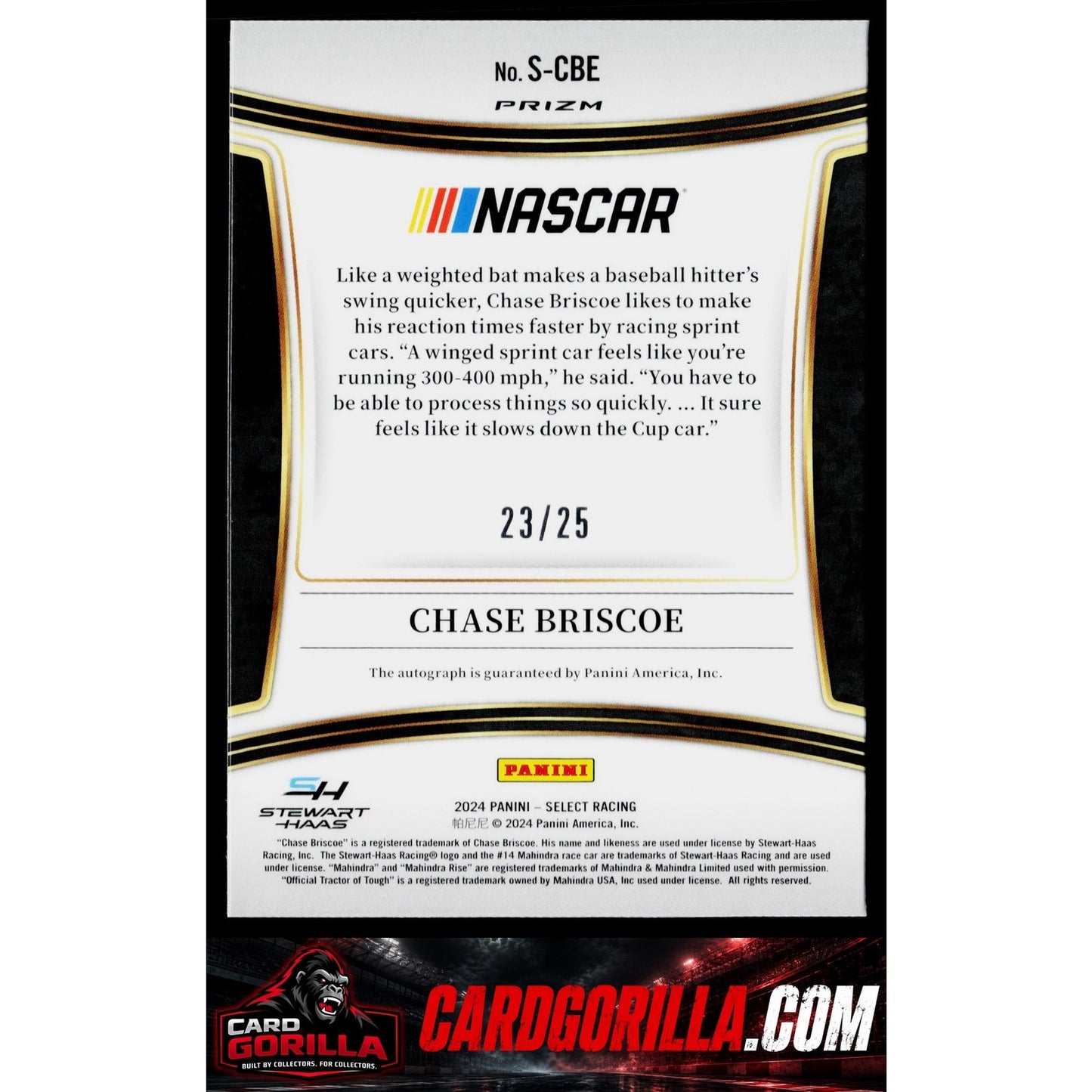 2024 Panini Select #S-CBE Chase Briscoe Signatures Tie-Dye Prizms #/25