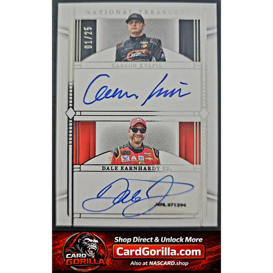 2024 National Treasures Dale Earnhardt Jr Carson Kvapil Dual Autographs 01/25