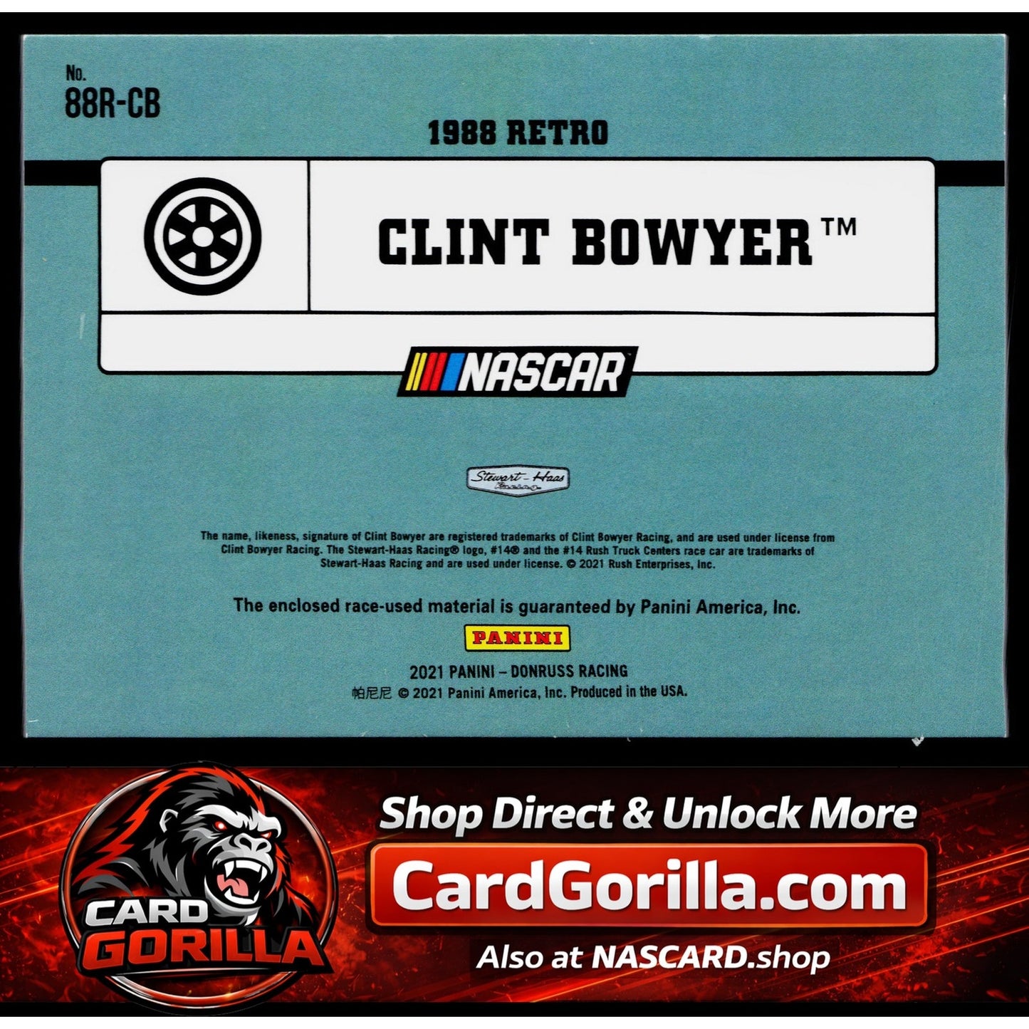 2021 Donruss #88R-CB Clint Bowyer Retro 1988 Relics Red #/250