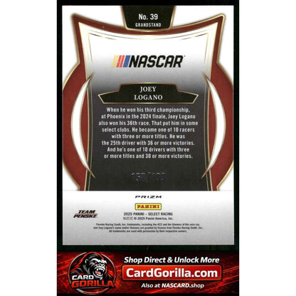 2025 Panini Select #39 Joey Logano Purple Prizms #/199