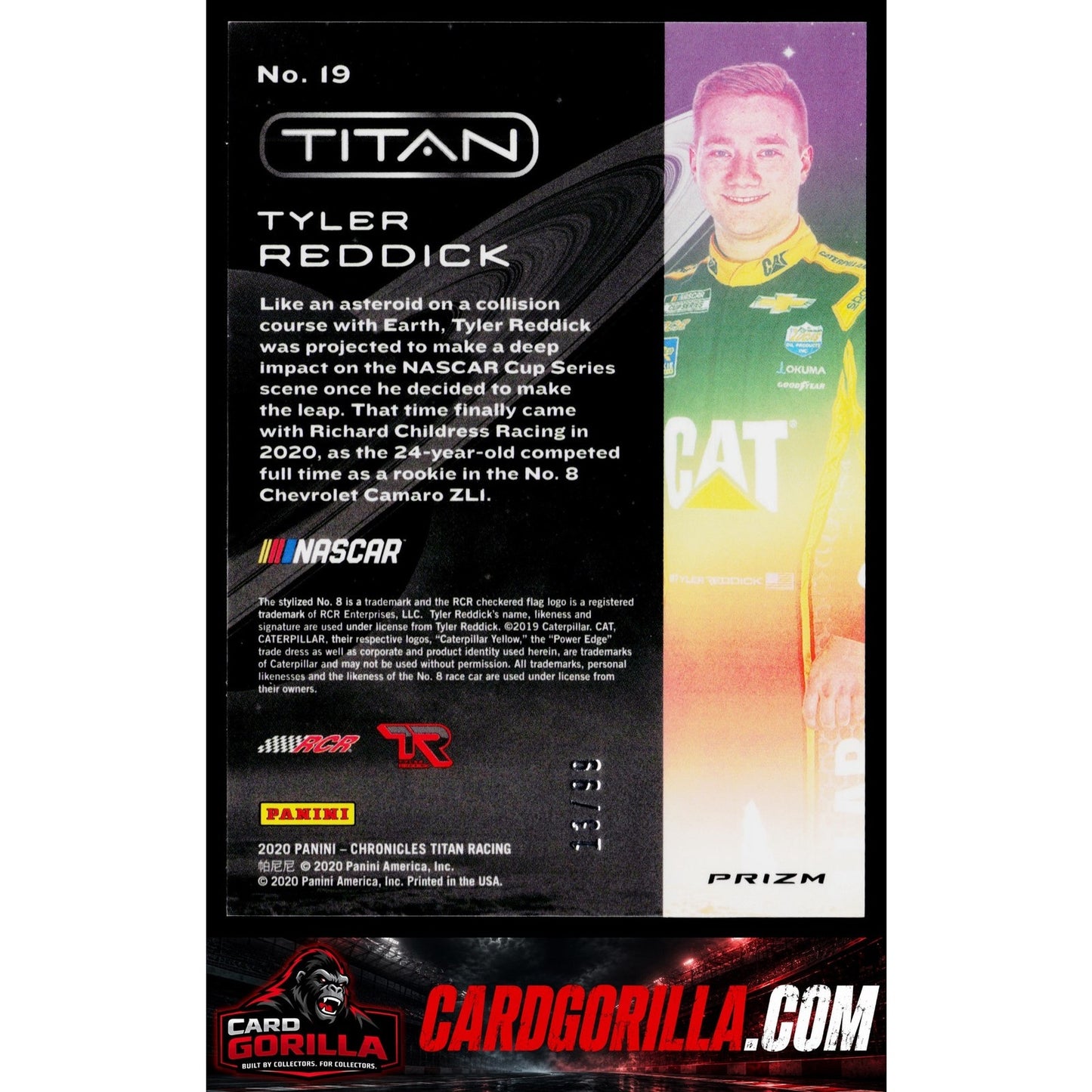 2020 Panini Chronicles #19 Tyler Reddick Titan Red #/99 RC