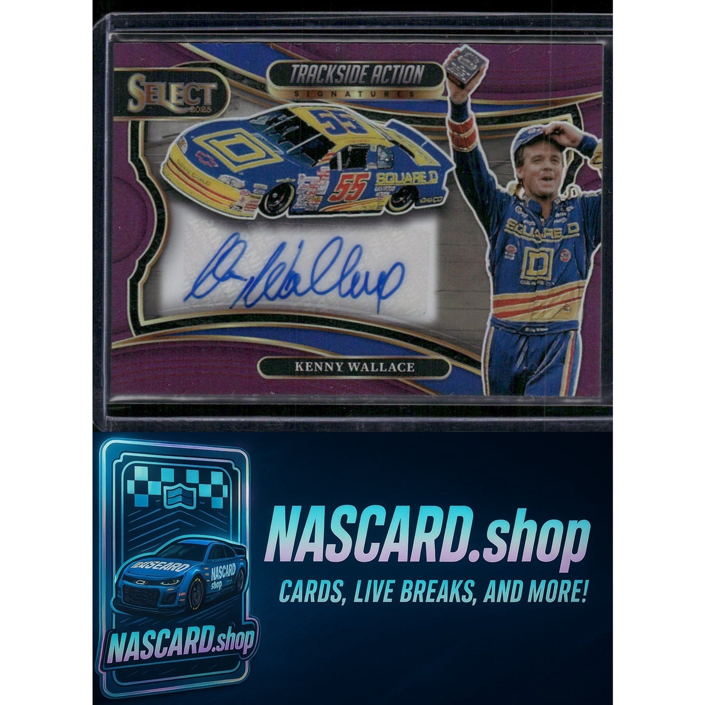 2025 Select Racing Kenny Wallace Trackside Action Signatures Purple Prizms #/49 - Card Gorilla
