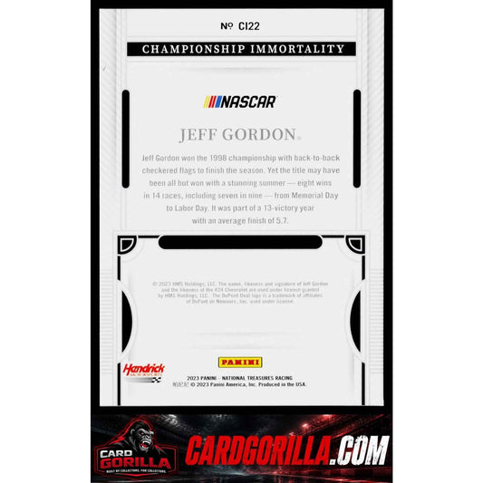 2023 National Treasures Jeff Gordon Championship Immortality Holo Gold #/10