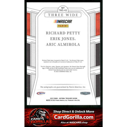 2023 National Treasures Almirola Erik Jones Richard Petty Three Wide Auto /10