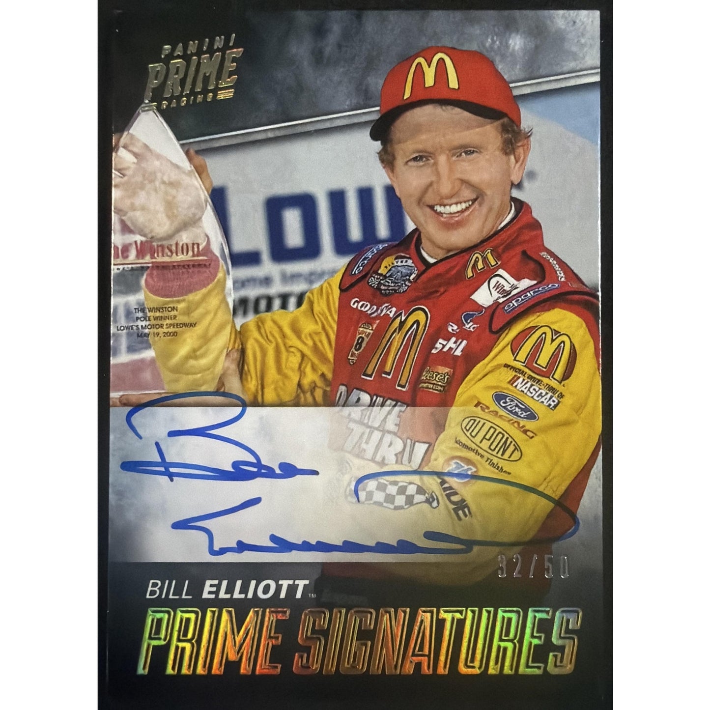 2018 Panini Prime Bill Elliott #PS-BE Signatures Holo Gold /50 Auto