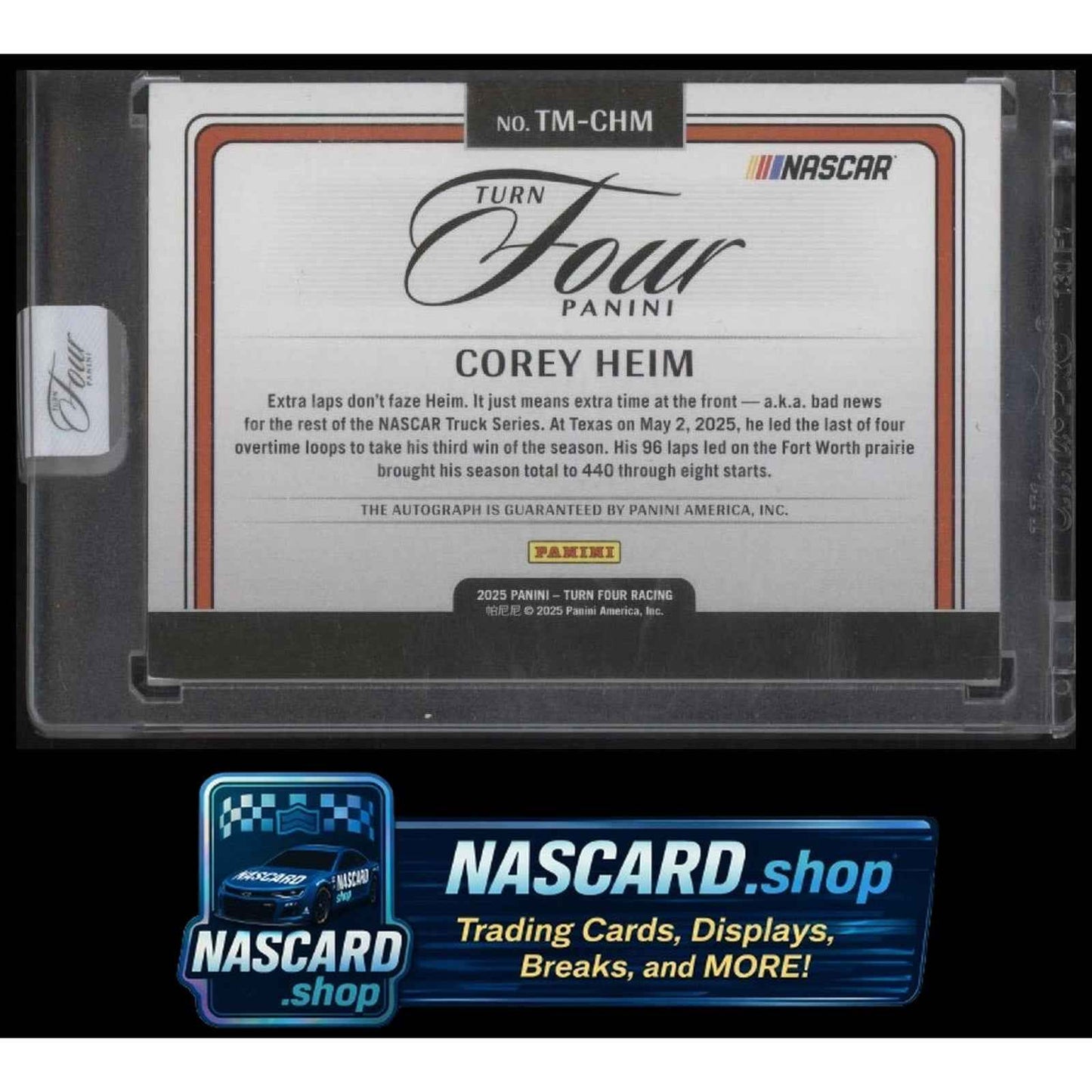 2025 Panini Turn Four #TM-CHM Corey Heim Timeless Moments Holo Silver #/75
