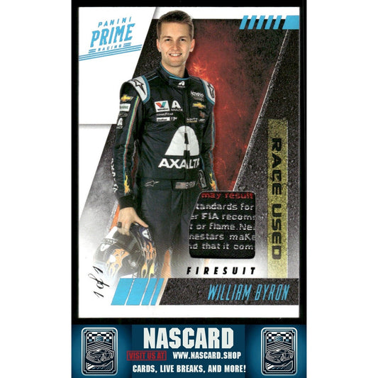 2019 Panini Prime #RU-WB William Byron Race Used Firesuits Laundry Tags 1/1 - NASCARD.shop