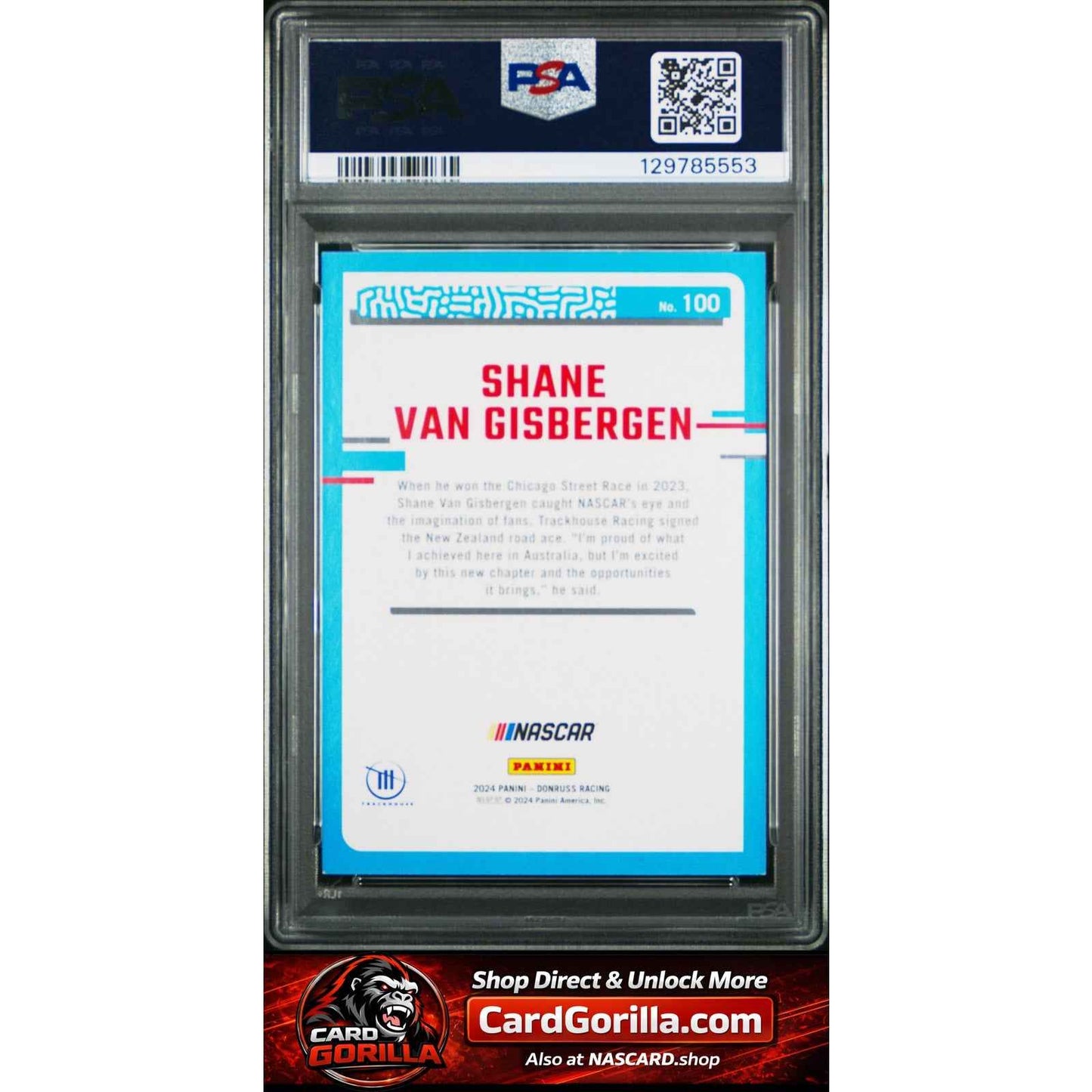 2024 Panini Donruss Nascar #100 Shane Van Gisbergen Gold Rated Rookie PSA 8