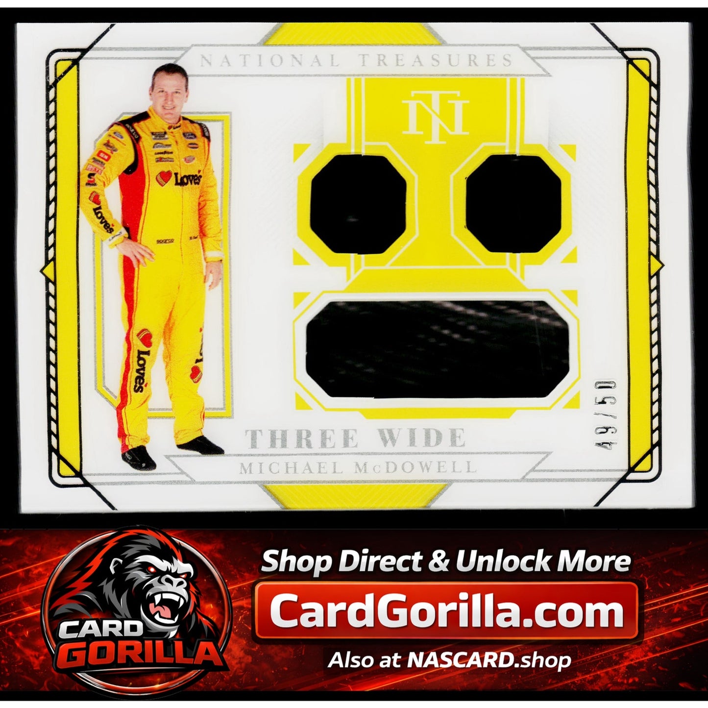 2021 Panini National Treasures #TW-MM Michael McDowell Three Wide #/50
