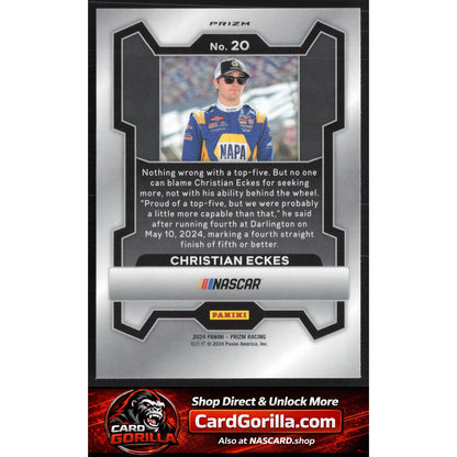 2024 Panini Prizm #20 Christian Eckes White Sparkle