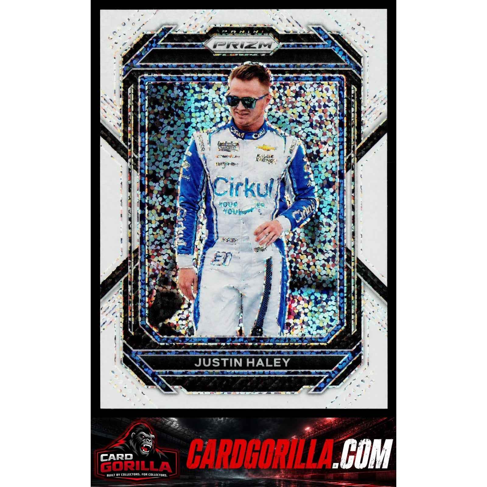 2023 Panini Prizm #89 Justin Haley White Sparkle Prizm