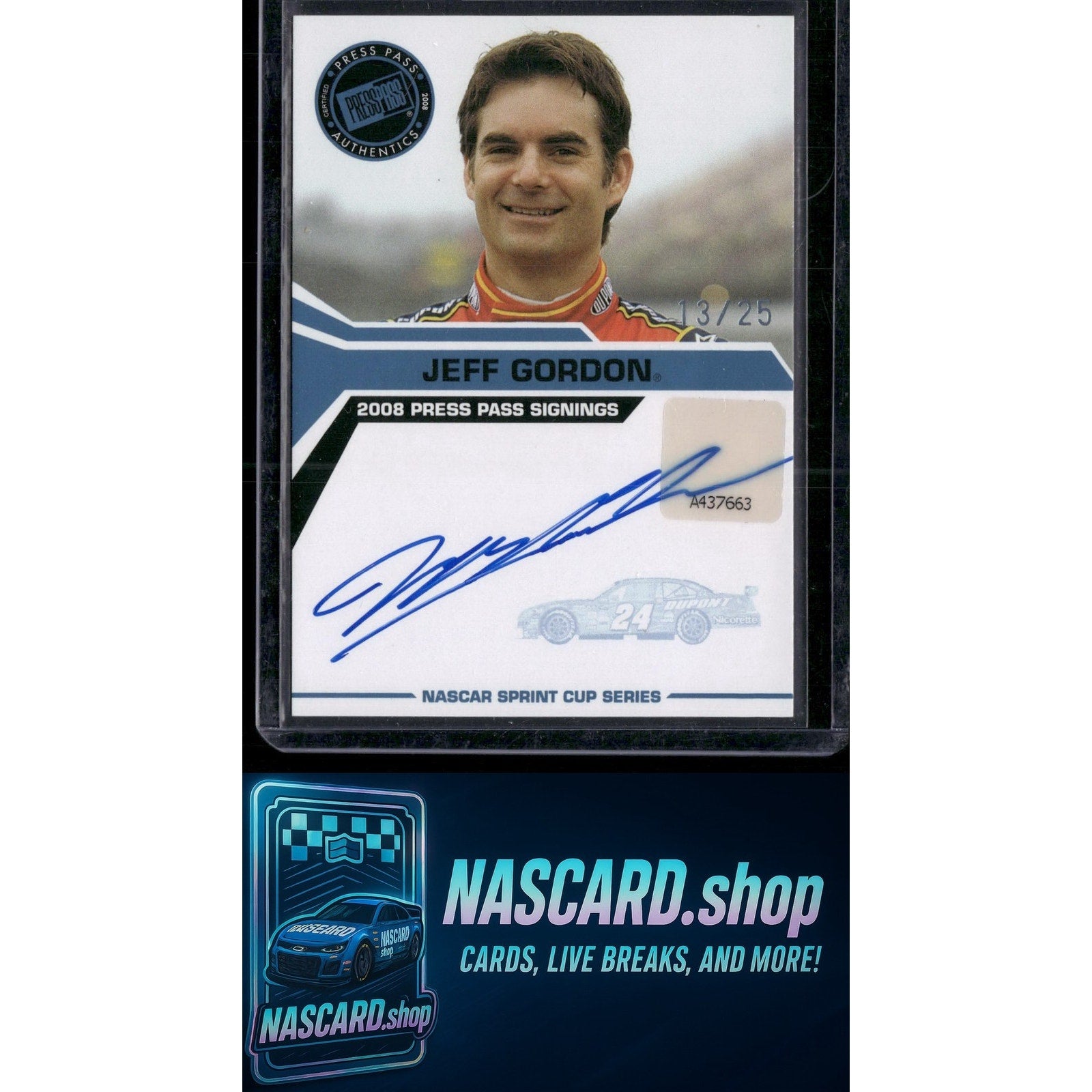 2008 Press Pass Jeff Gordon Signings Blue #/25 - Card Gorilla