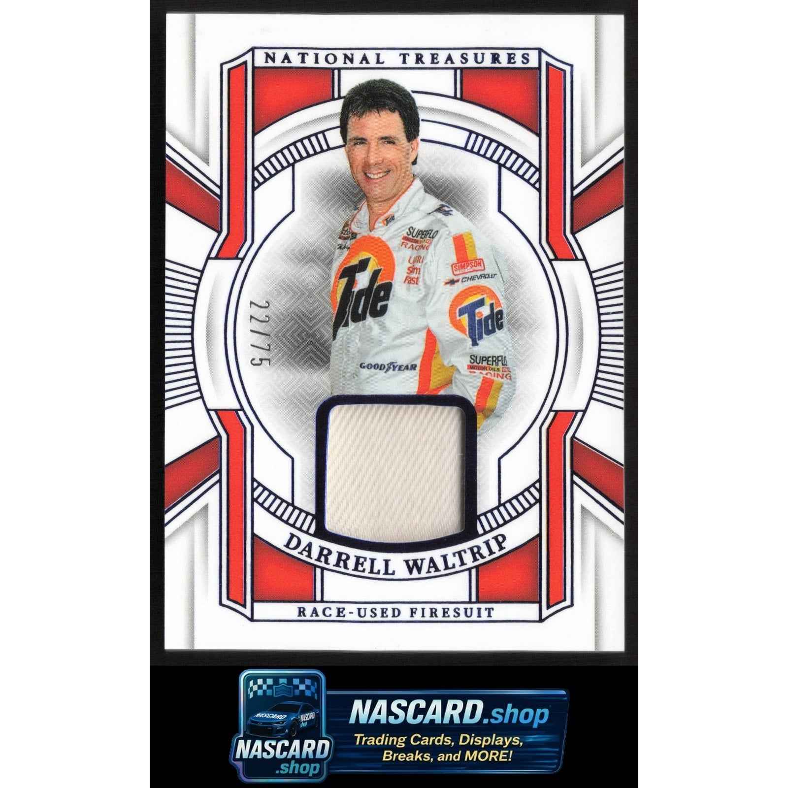 2025 Panini National Treasures Darrell Waltrip Race Used Firesuit Blue #/75