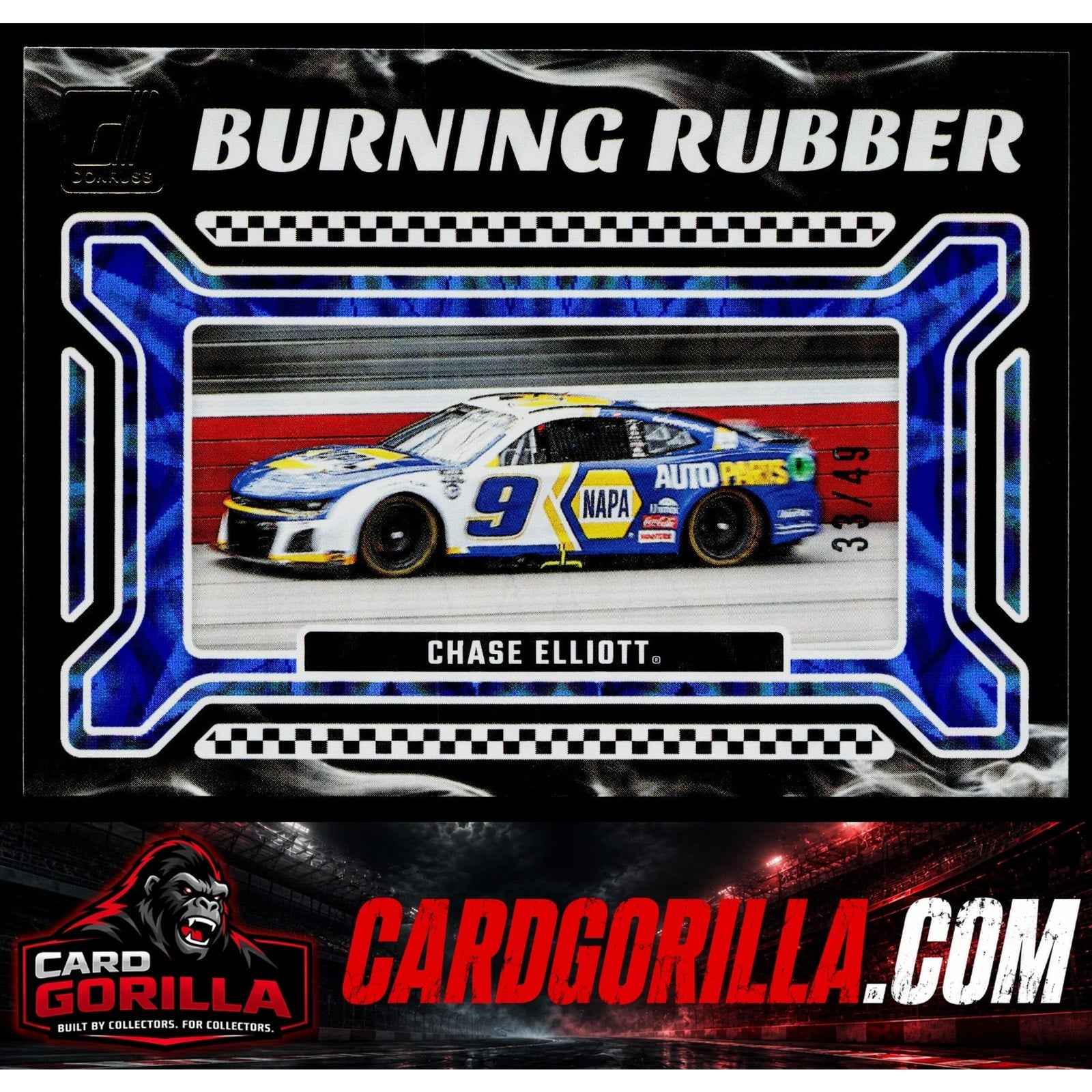 2024 Donruss #7 Chase Elliott Burning Rubber Blue Xplosion #/49