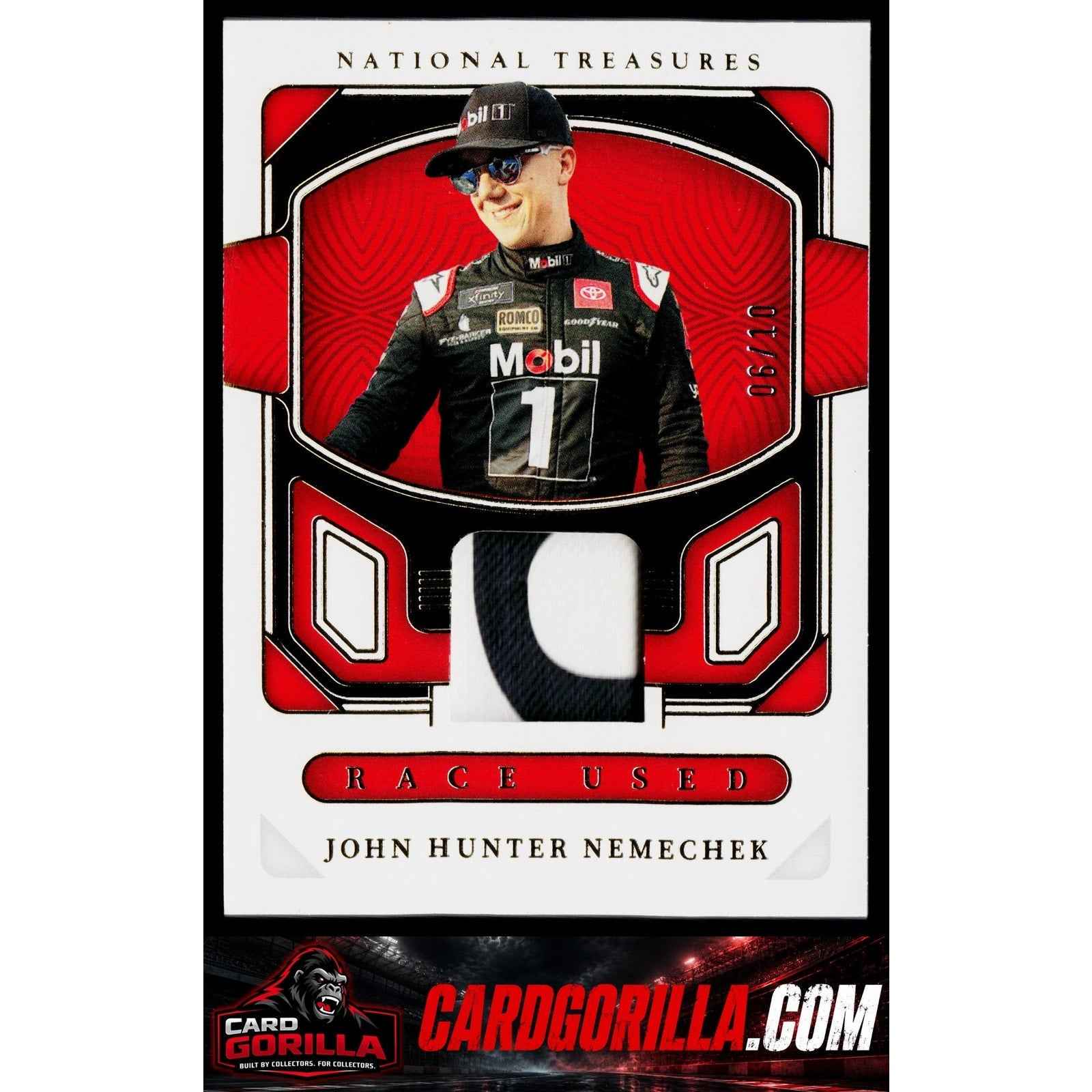 2023 National Treasures John Hunter Nemechek Race Used Tires Midnight Prime #/10