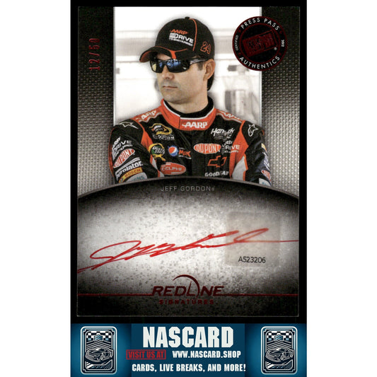 2012 Press Pass Redline Signatures Red #RS-JG1 Jeff Gordon #/50 - NASCARD.shop
