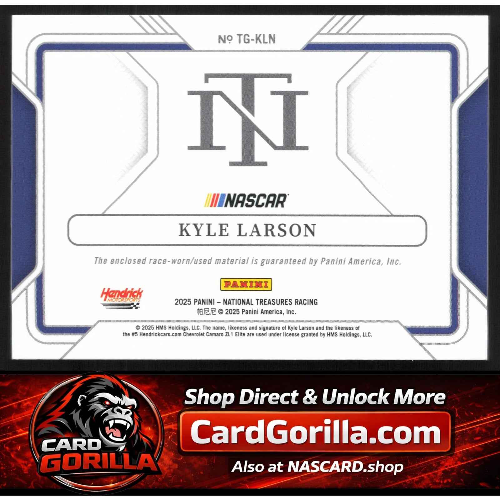 2024 Panini National Treasures #TG-KLN Kyle Larson Track Gear Holo Silver #/25