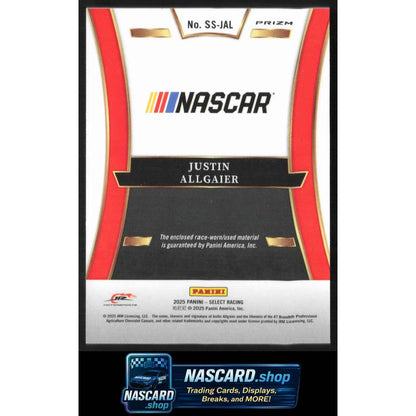 2025 Panini Select #SS-JAL Justin Allgaier Selective Swatches Flash Prizms