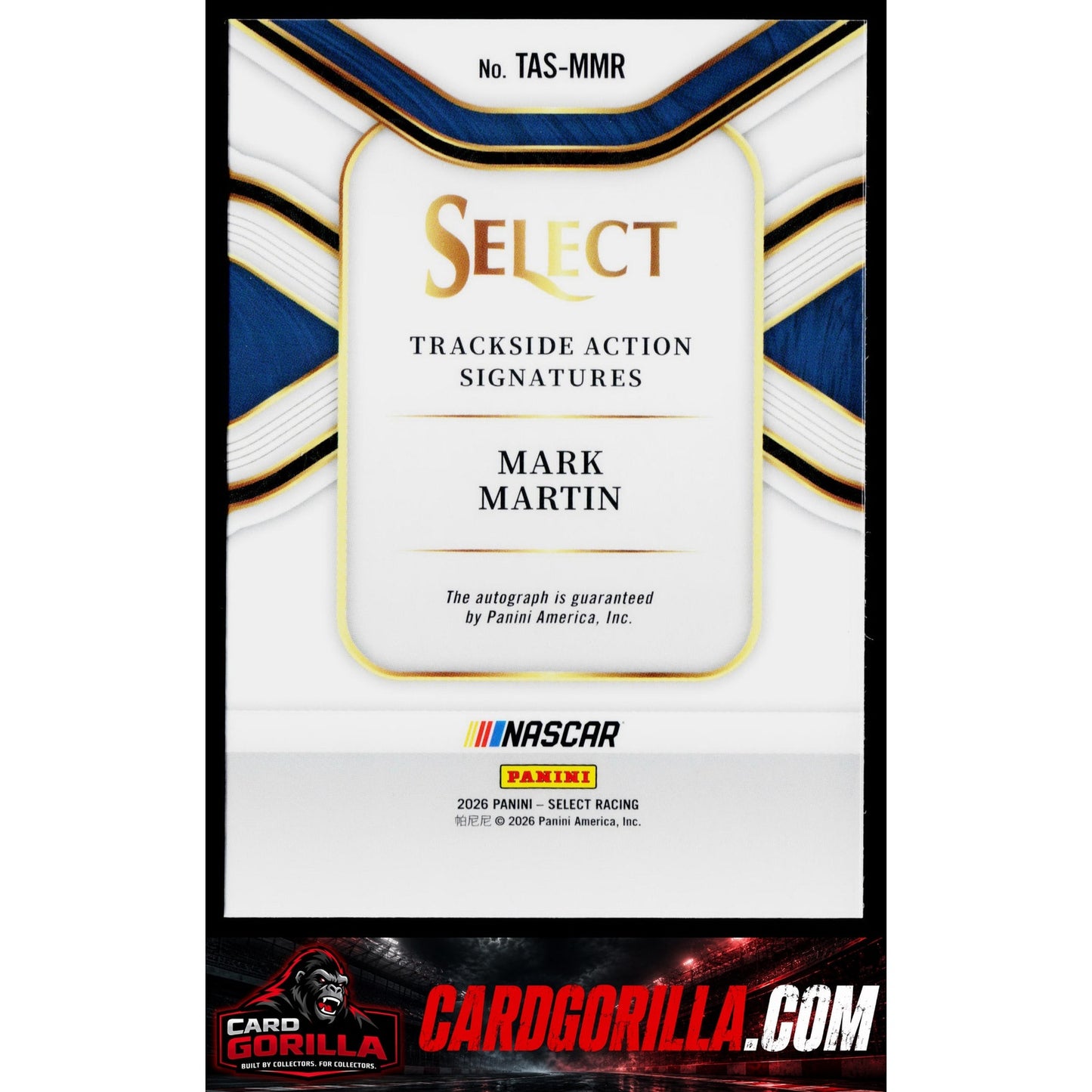 2026 Panini Select #TAS-MMR Mark Martin Trackside Action Signatures