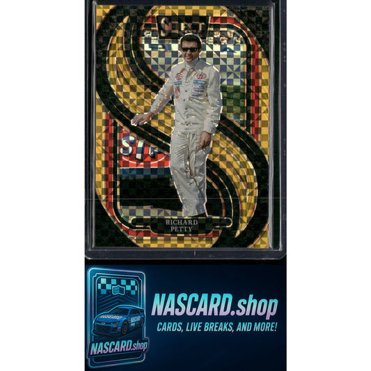 2025 Select Racing #222 Richard Petty Trackside Power Plaid Gold Prizms #/13 - NASCARD.shop