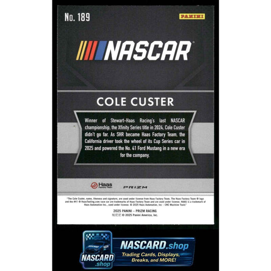 2025 Panini Prizm #189 Cole Custer White Sparkle