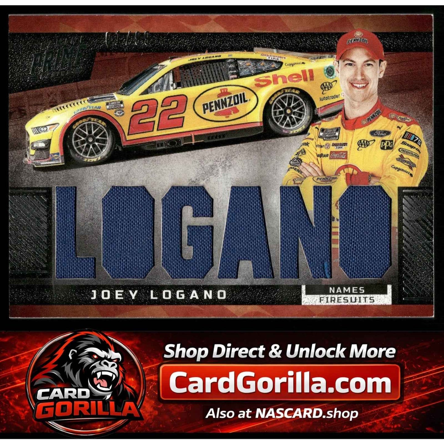 2023 Panini Prime #N-JLO Joey Logano Names Firesuits #/99