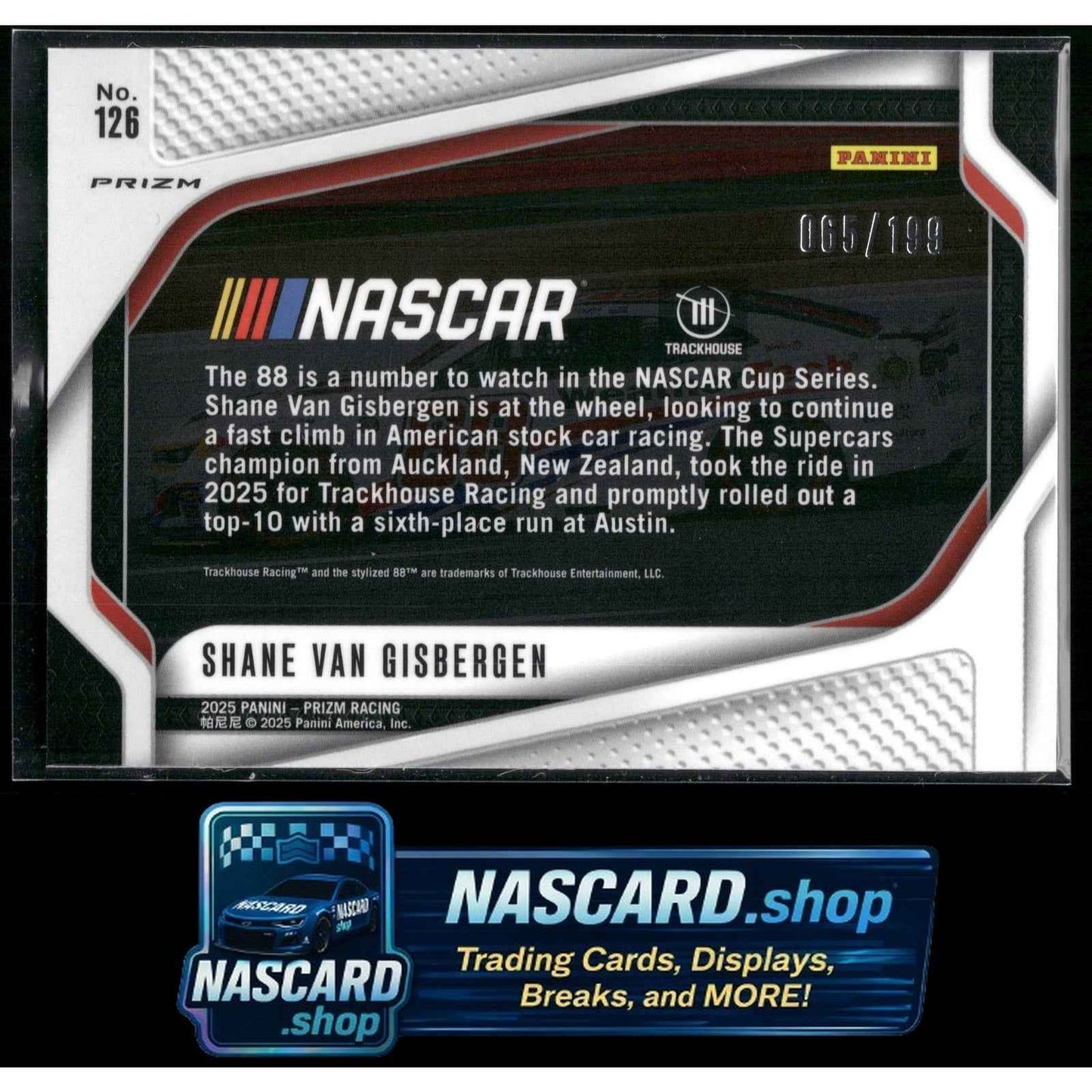 2025 Panini Prizm #126 Shane Van Gisbergen Blue #/199