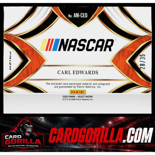 2026 Panini Select #AM-CLE Carl Edwards Autogaphed Memorabilia Blue #/35