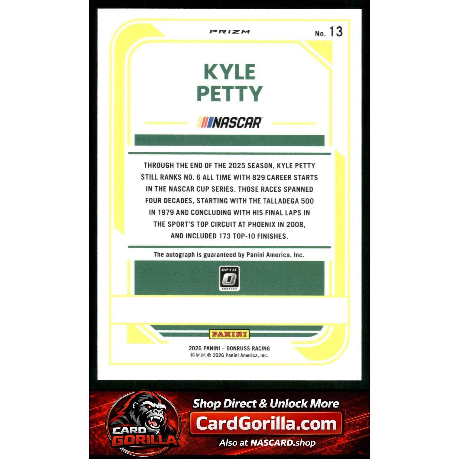 2026 Donruss #13 Kyle Petty Optic Signatures