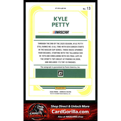 2026 Donruss #13 Kyle Petty Optic Signatures